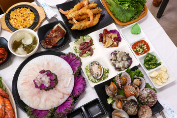 Korean Seafood Restaurant. Korean Style Sashimi