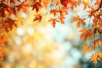 Fototapeta premium Fallen Leaves Season Background created with Generative AI