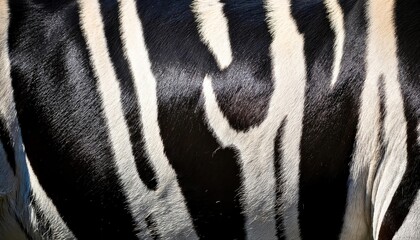 Close-Up of Zebra's Black and White Striped Coat, Highlighting Texture and Natural Patterns in Bright Sunlight