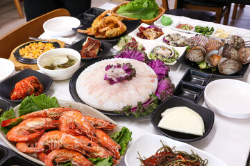 Korean Seafood Restaurant. Korean Style Sashimi