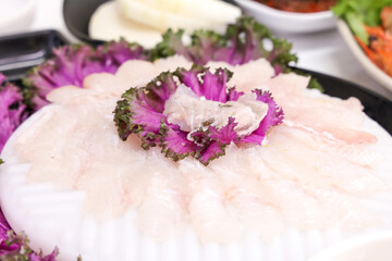 Korean Seafood Restaurant. Korean Style Sashimi
