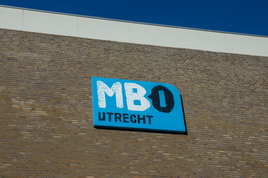 MBO school Utrecht sign. MBO Utrecht has more than 50 different courses at all MBO levels. Utrecht in the Netherlands. 17 January 2023. 