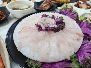 Korean Seafood Restaurant. Korean Style Sashimi