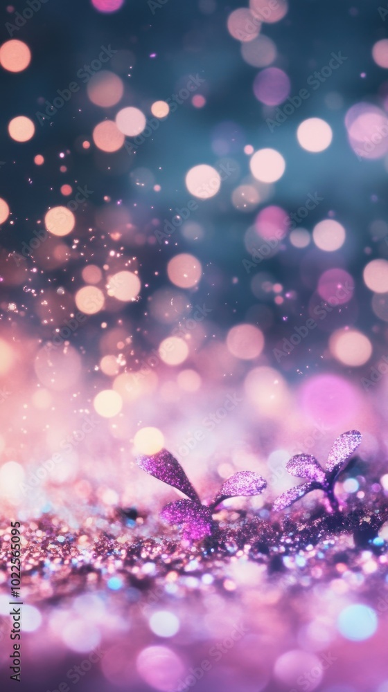 Aufkleber this visual features an enchanting array of purple bokeh lights against a glitter background, perfec