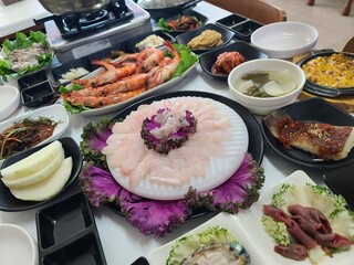 Korean Seafood Restaurant. Korean Style Sashimi
