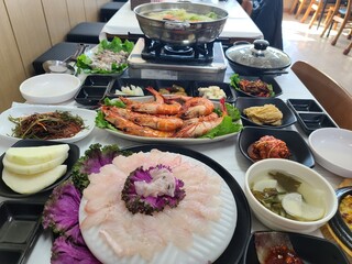 Korean Seafood Restaurant. Korean Style Sashimi