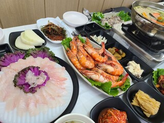 Korean Seafood Restaurant. Korean Style Sashimi