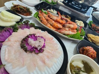 Korean Seafood Restaurant. Korean Style Sashimi