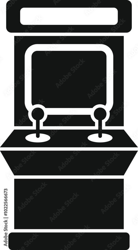 Poster simple vector icon of an old fashioned arcade game machine, perfect for projects related to gaming, 
