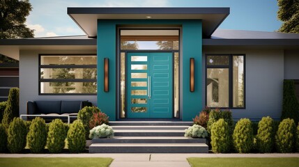 teal front door