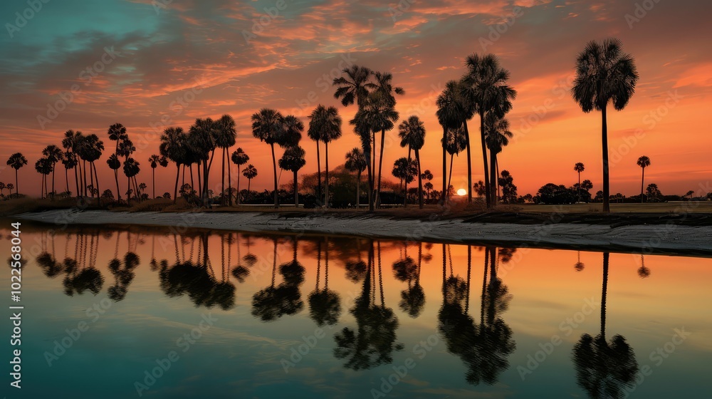 Wall mural serene palm trees florida