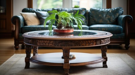 Fototapeta premium intricate wood coffee table