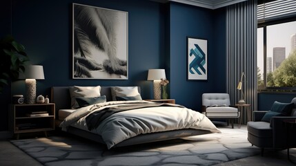 stylish dark blue wall