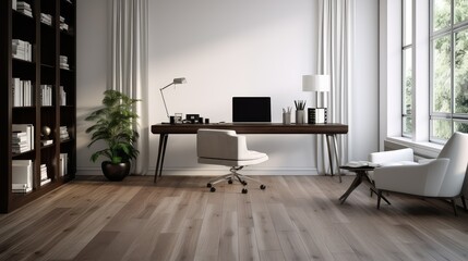 Fototapeta premium office white wall wood floor
