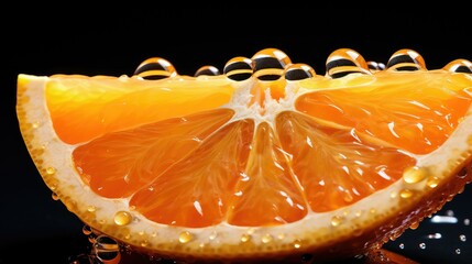 reflecti water droplets on orange
