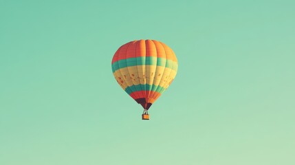 Fototapeta premium Colorful hot air balloon against a clear blue sky.
