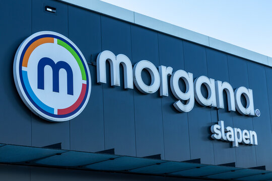 Morgana slapen shop sign, Bedstore. Utrecht in the Netherlands. 17 January 2023. 