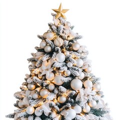 Fototapeta premium Snow Dusted Christmas Tree with Star Topper