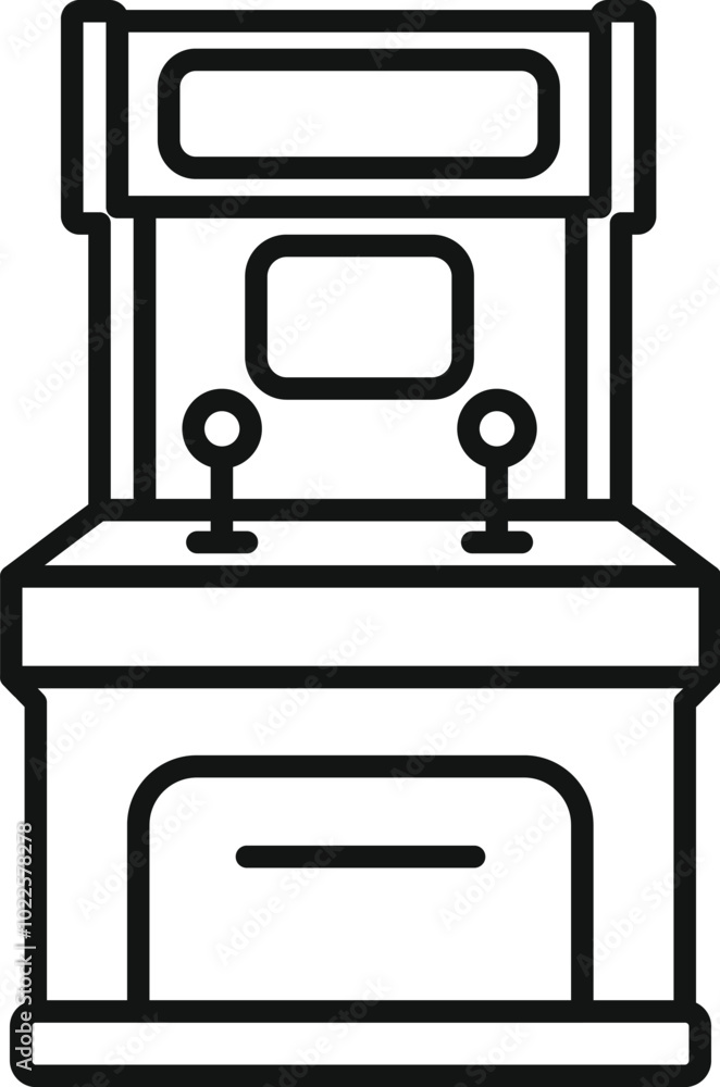 Poster this is a simple vector icon of a classic arcade cabinet featuring two joysticks and buttons for two