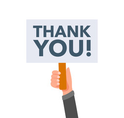 Businessman holding thank you sign gratitude concept