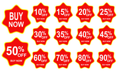Set of sale labels,Realistic red sale labels,discount price tags mockups.promotional sales tag vector template set.