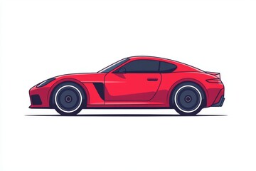 Fototapeta premium A red sports car in a simple cartoon style.