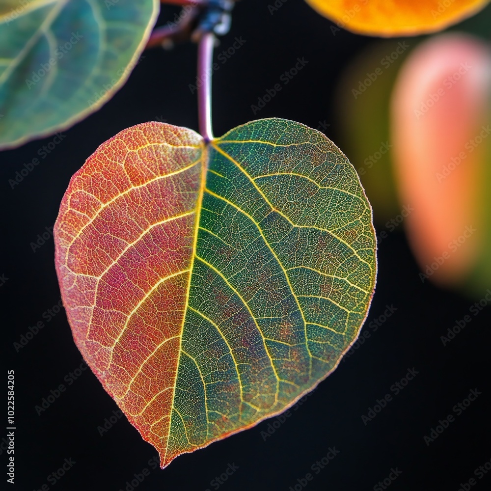 Poster a close-up of a native leaves, their distinct shapes and colors representing the local ecosystem