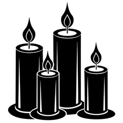 Set of Candle Silhouette Vector Illustrations on White Background  Elegant and Versatile Design
