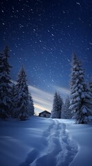 Winter wallpaper, snow night wallpaper for mobile, 9:16 ratio. Generative ai