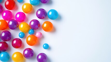Colorful Spheres Scattered on White Background