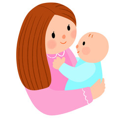 Cute people mom and baby element.