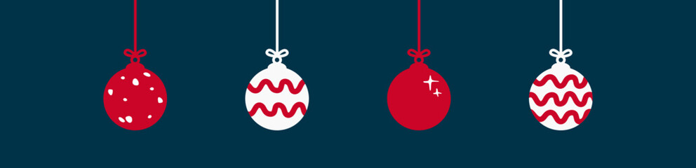 Banner mit vier Weihnachtskugeln