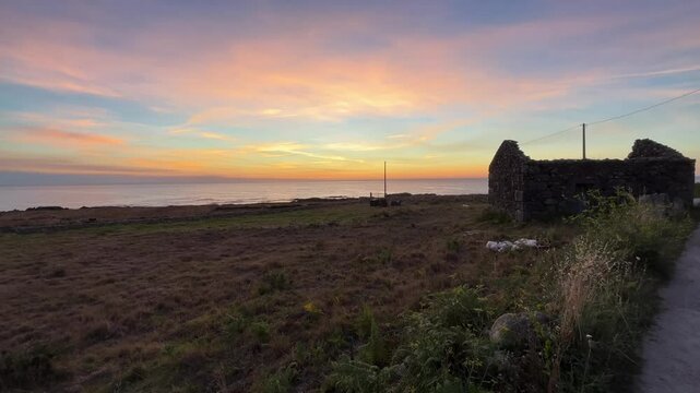 Abandoned House near the Shores of North Atlantic Ocean During Sunset in Spain