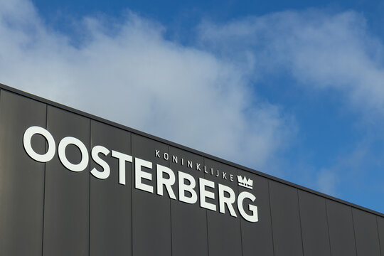 Oosterberg logo on building. Oosterberg is a certified electrotechnical wholesaler with over 350 employees and 20 branches. Utrecht in the Netherlands. 5 February 2023.