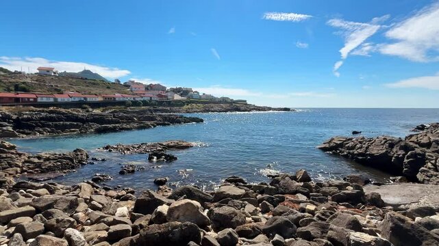 Sunny Day on the Coast of Atlantic Ocean near Spain
