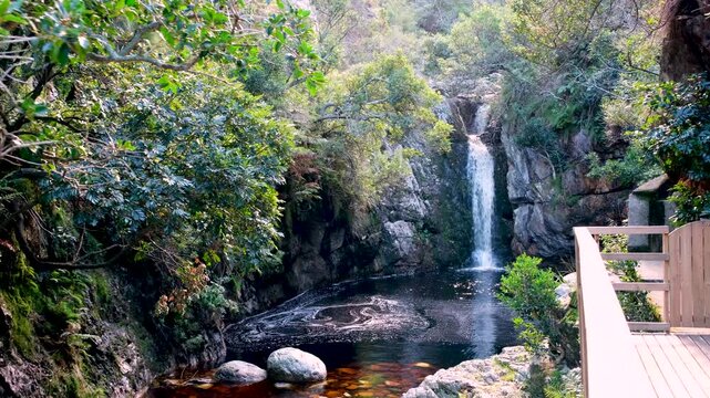 Waterfall at end of Disa Kloof hike in Harold Porter Botanical Garden, dolly