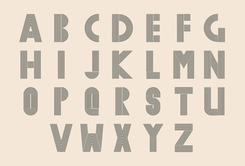 Retro stripe alphabet in 70s style