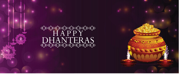 Happy dhanteras indian celebration design concept