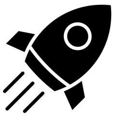 Rocket Glyph Icon, Black And White Glyph Icon Symbol