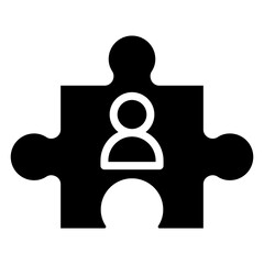 Puzzle Person Glyph Icon, Black And White Glyph Icon Symbol