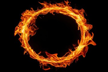 Fototapeta premium Fiery circle on black background. Perfect for adding a touch of heat and energy to any design.