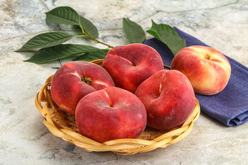 Ripe sweet and juicy Flat peach