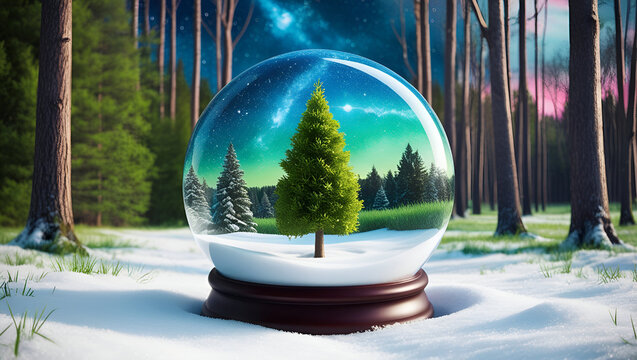 Christmas tree in the snow - Generated with AI