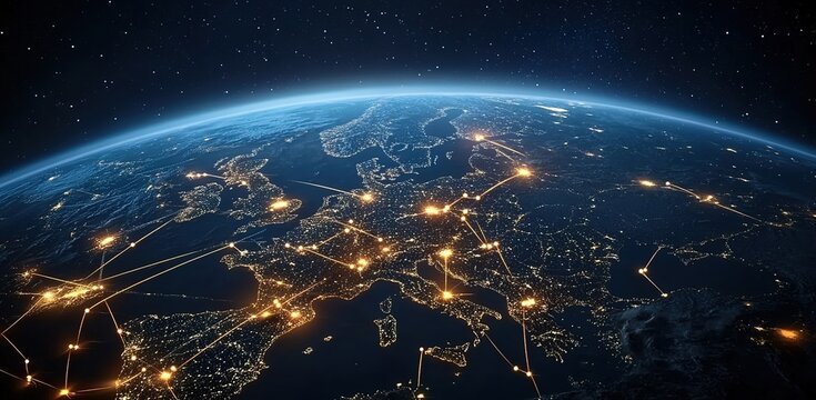 A wide shot of the Earth from space
