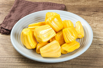 Raw ripe yellow jackfruit segment