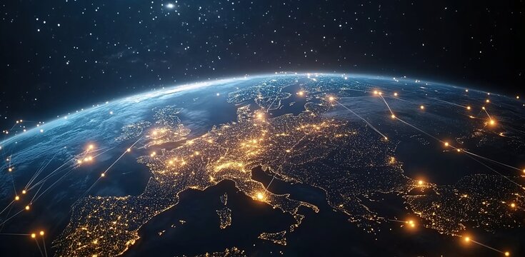 A wide shot of the Earth from space
