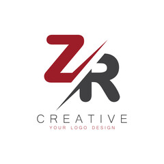 ZR initial monogram logo with creative design.