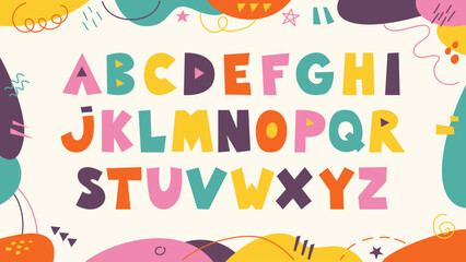 Colorful Font Design With Childish Shapes