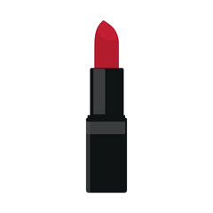 Red lipstick icon vector illustration. Woman beauty makeup cosmetics product symbol isolated on white background.