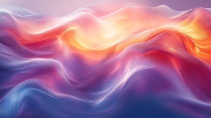 Fototapeta premium Colorful glowing waves abstract background, fabric like blue and orange hues, 3d render graphical design